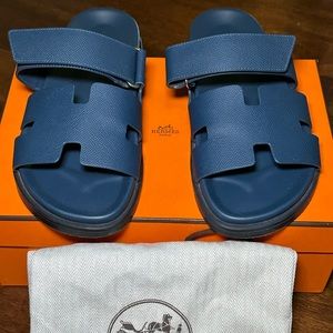 Hermes Navy Sandals with Adjustable Straps